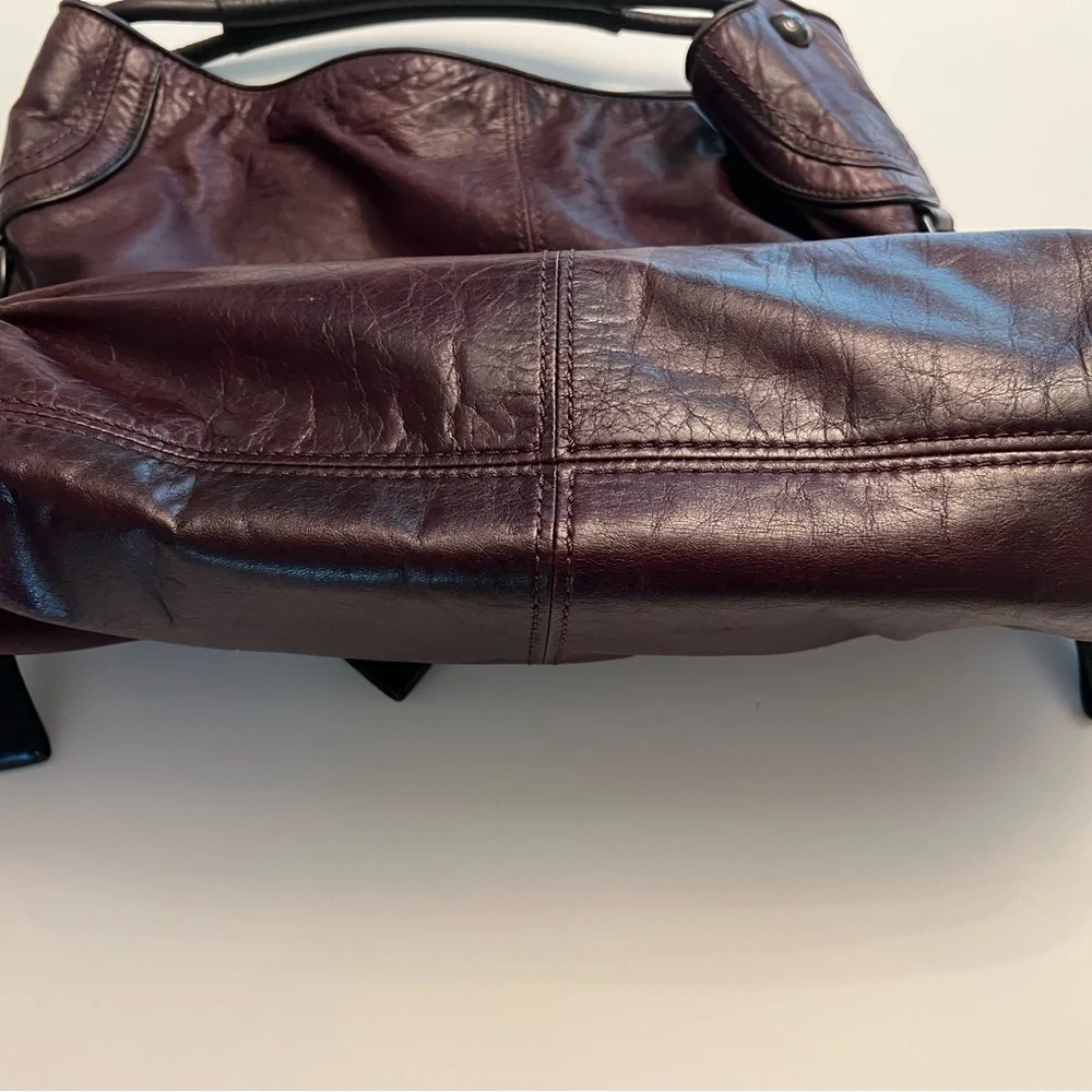 Y2K Coach hobo slouch Brown saddle Burgundy Leather Women's Bag - Picture 6 of 16